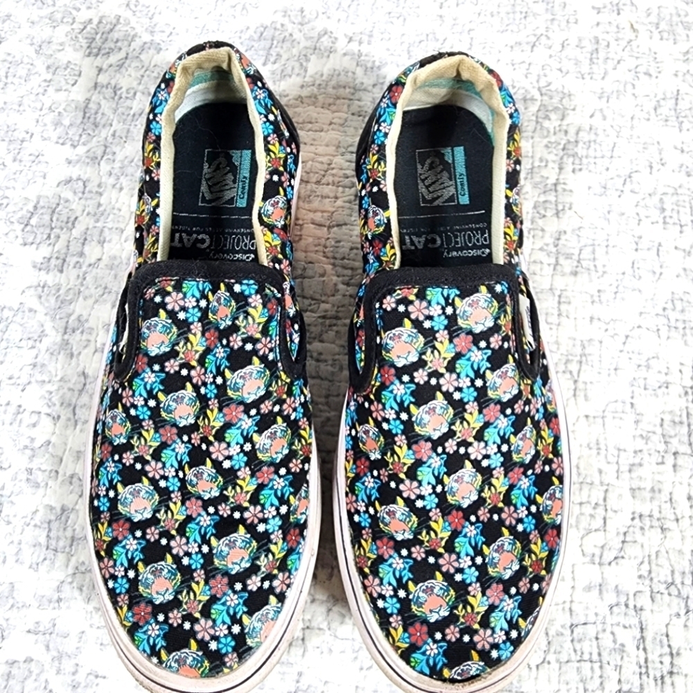 Vans Kids Discovery Protect Tigers Floral Slip On Shoes Size K3